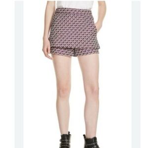 NWT Maje Floral Jacquard Skirt Front Shorts Skort SZ 36/S Pink Pockets Girly